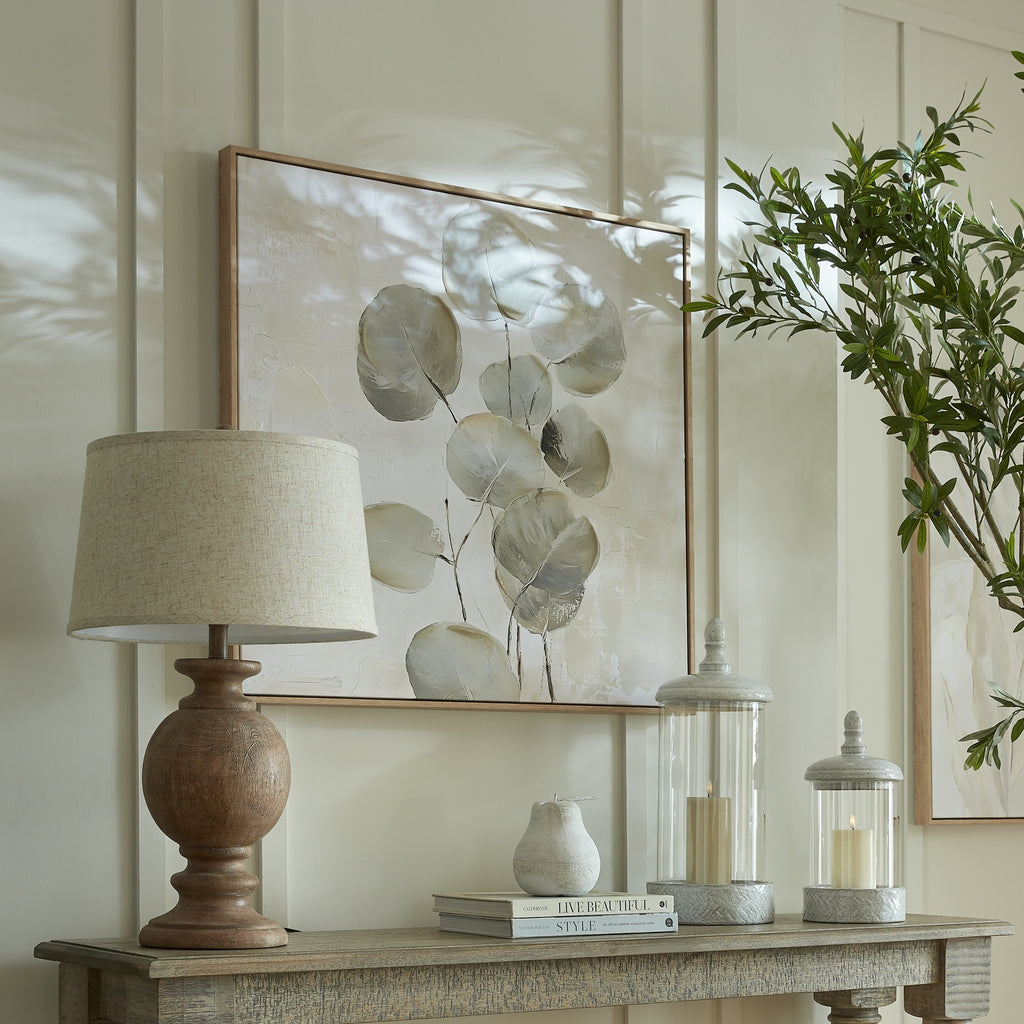 Clarion Table Lamp with Edged Linen Shade - Brown