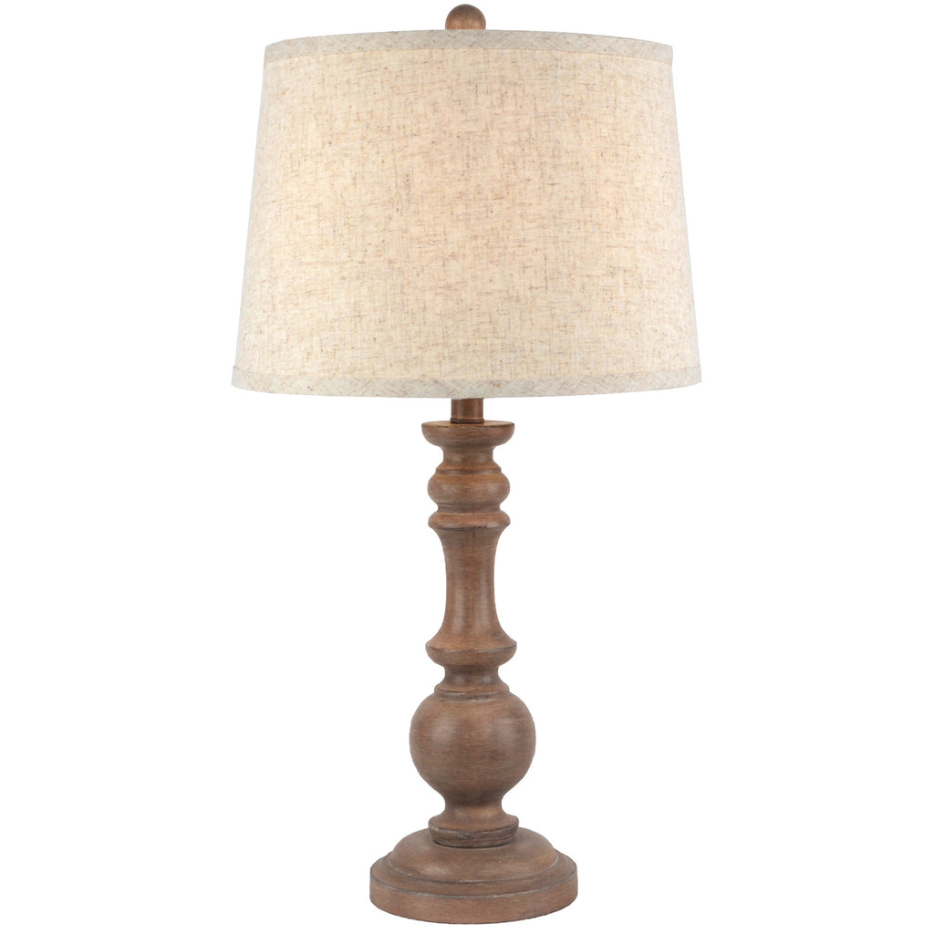 Seraphia Table Lamp with Edged Linen Shade - Brown