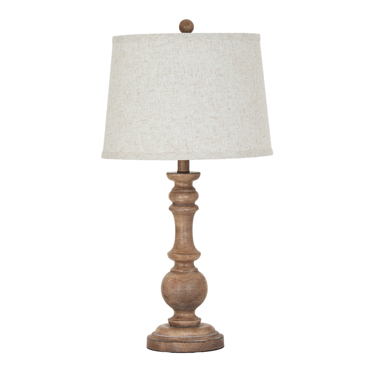 Seraphia Table Lamp with Edged Linen Shade - Brown