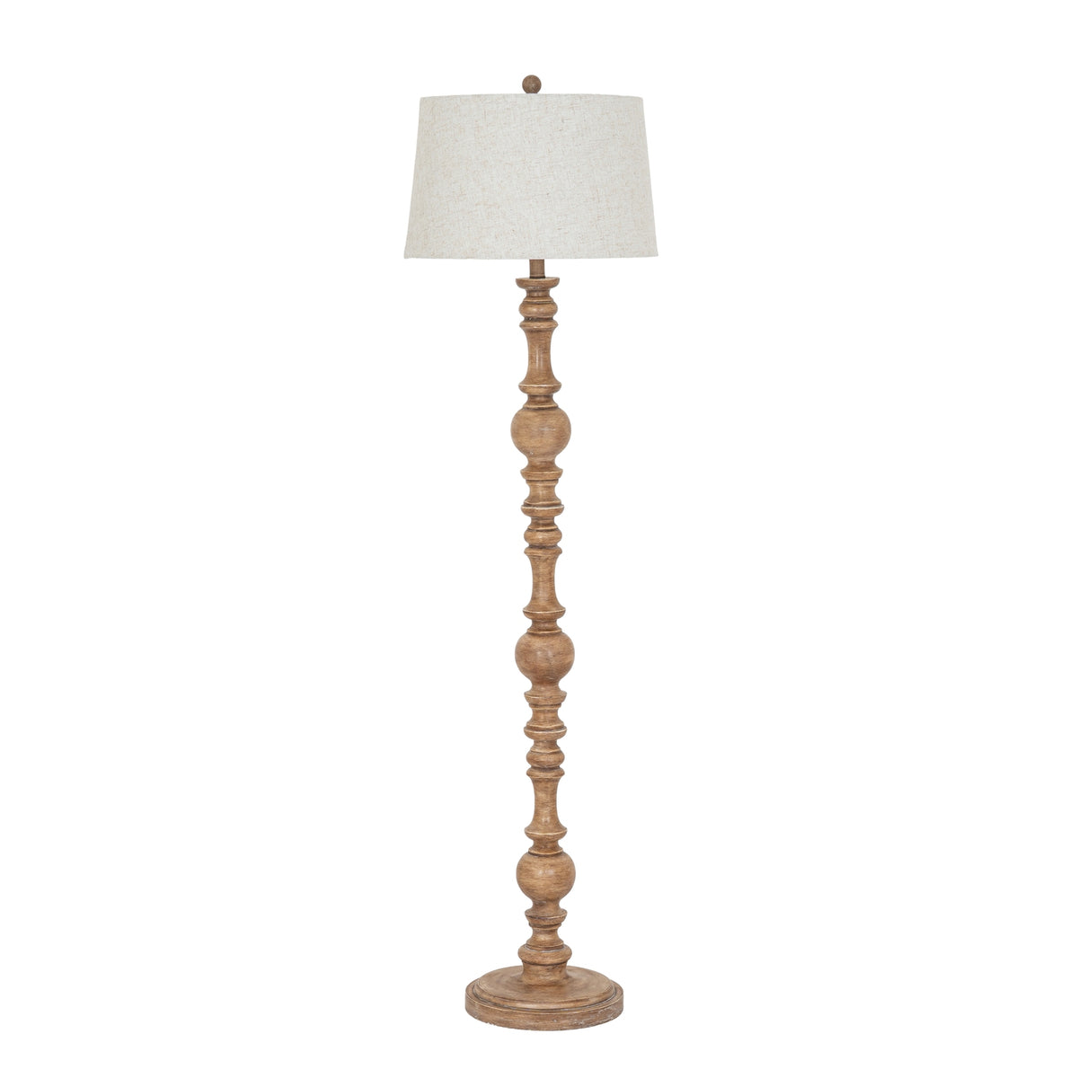 Seraphia Floor Lamp with Edged Linen Shade - Brown