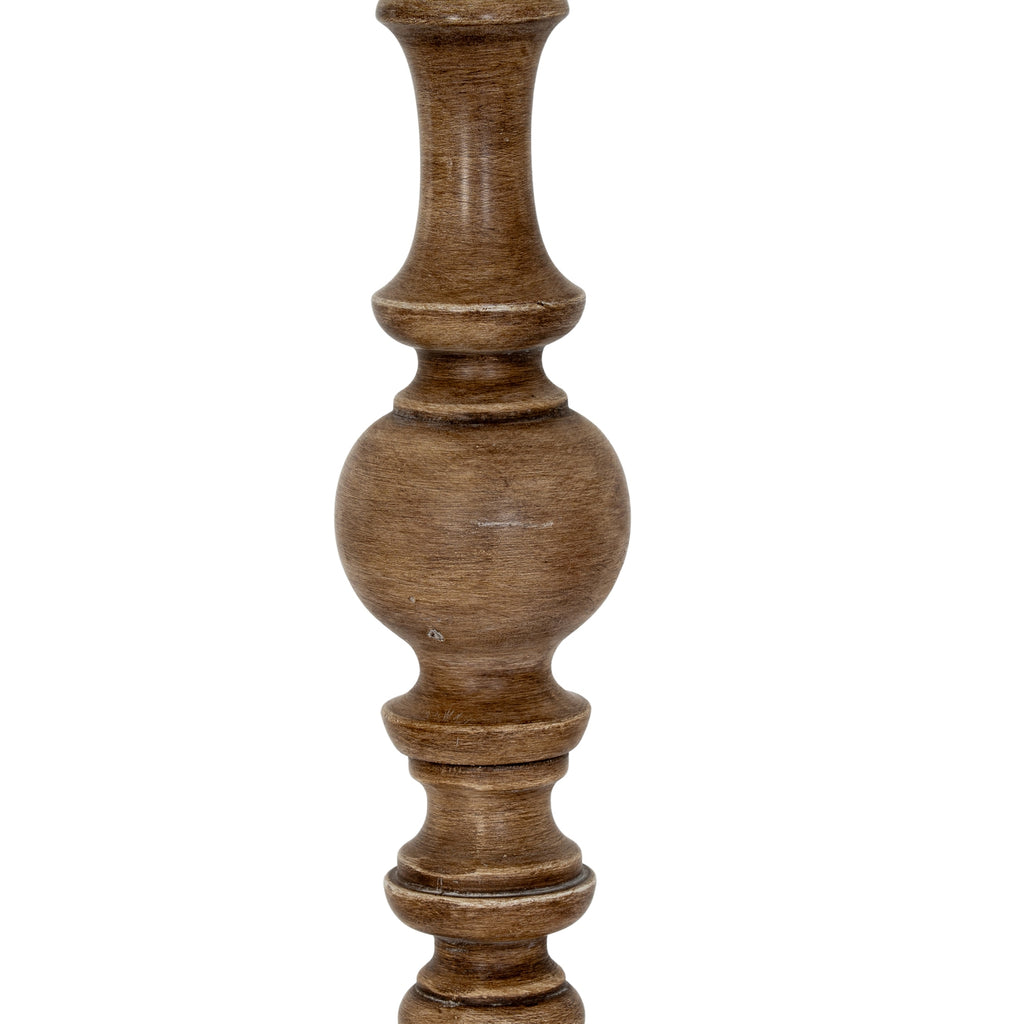 Seraphia Floor Lamp with Edged Linen Shade - Brown