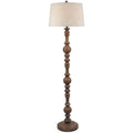 Seraphia Floor Lamp with Edged Linen Shade - Brown