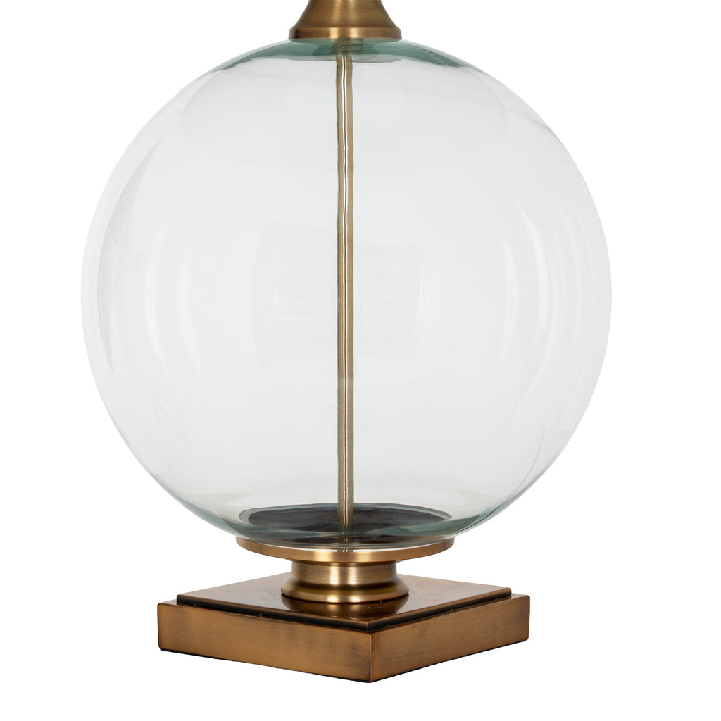Lunel Glass Orb Table Lamp with Edged Linen Shade | Interior Gems