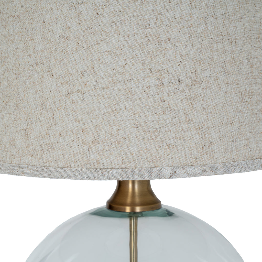 Lunel Glass Orb Table Lamp with Edged Linen Shade | Interior Gems
