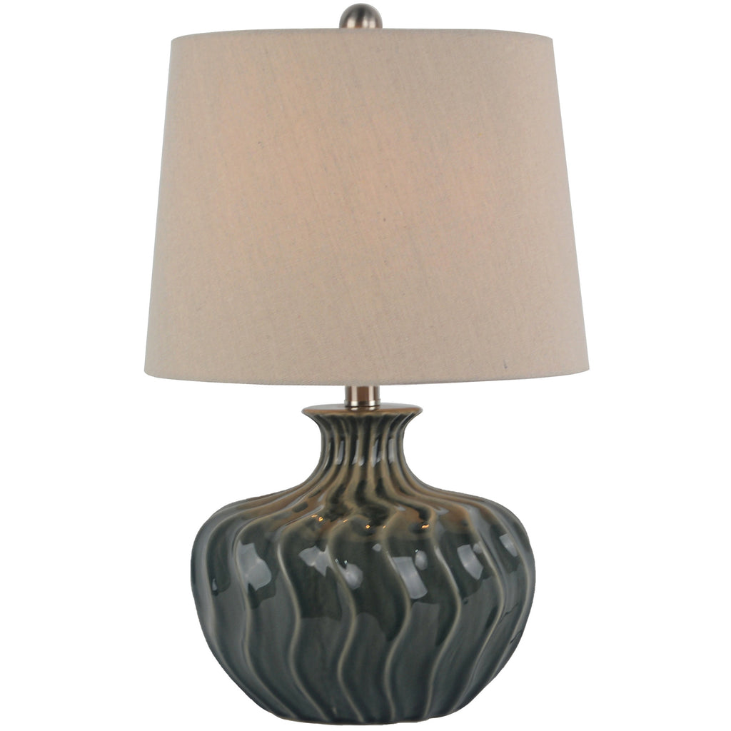 Veyla Ceramic Table Lamp with Linen Shade - Black