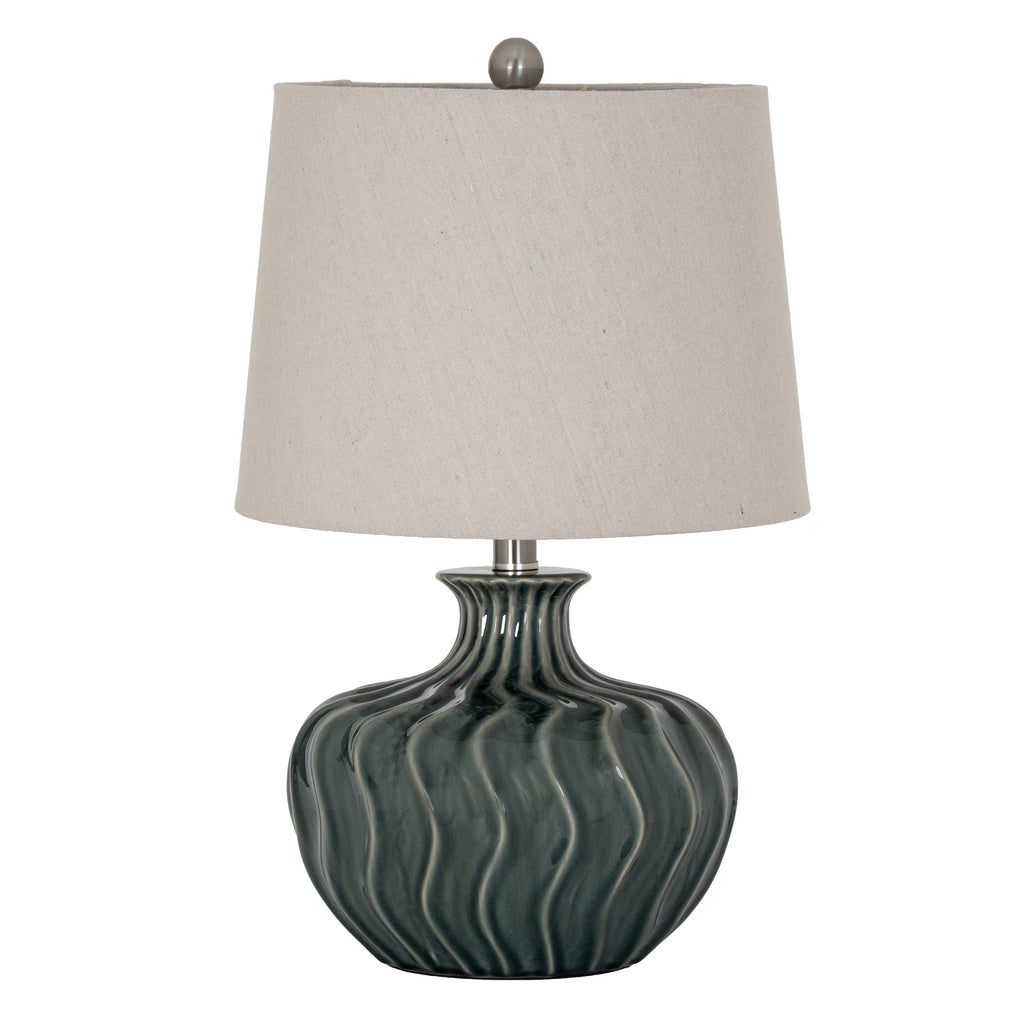 Veyla Ceramic Table Lamp with Linen Shade - Black