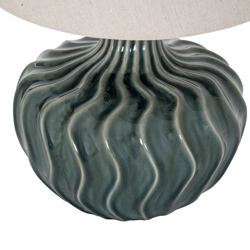 Veyla Ceramic Table Lamp with Linen Shade - Black