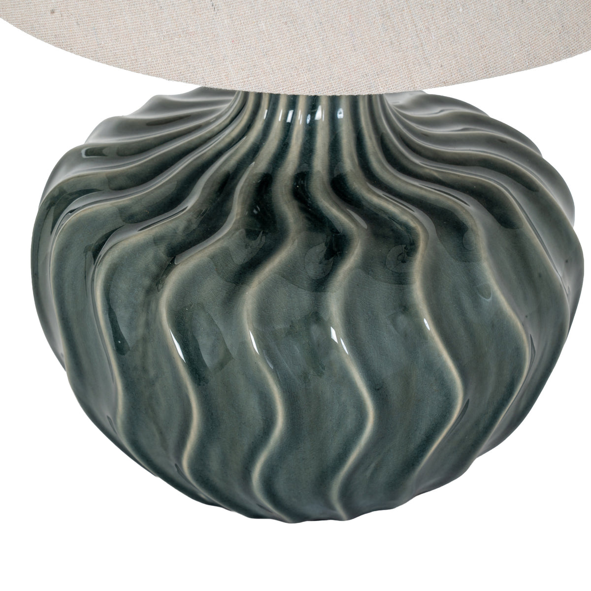 Veyla Ceramic Table Lamp with Linen Shade - Black