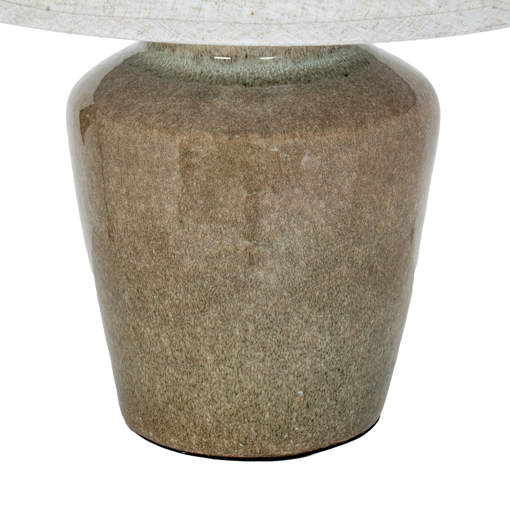 Mottura Ceramic Table Lamp with Edged Linen Shade - Green