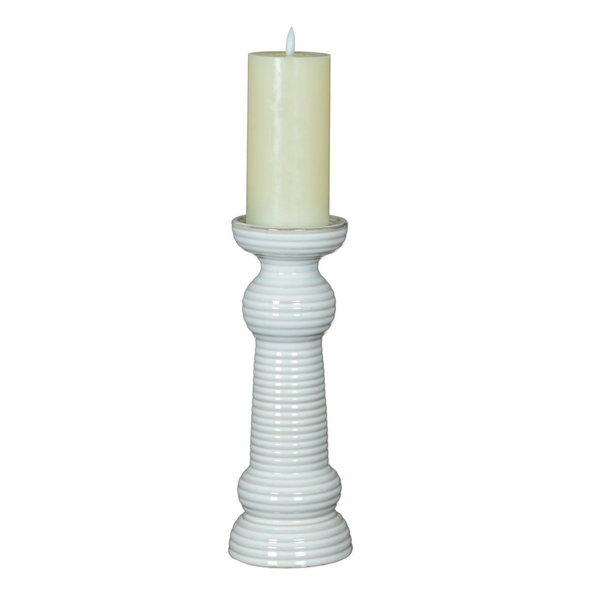Sile Medium Pillar Candle Holder - White
