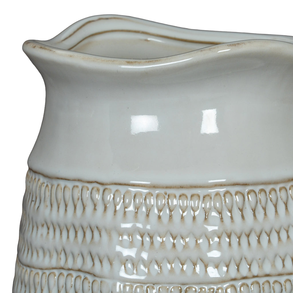 Tava Cylinder Hewn Vase - White