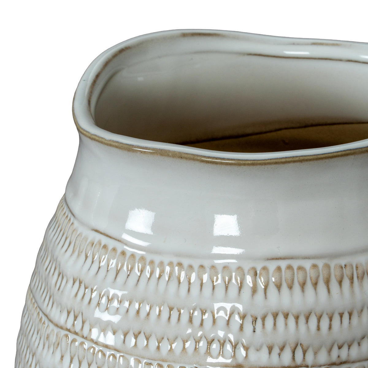 Tava Wide Hewn Vase - White