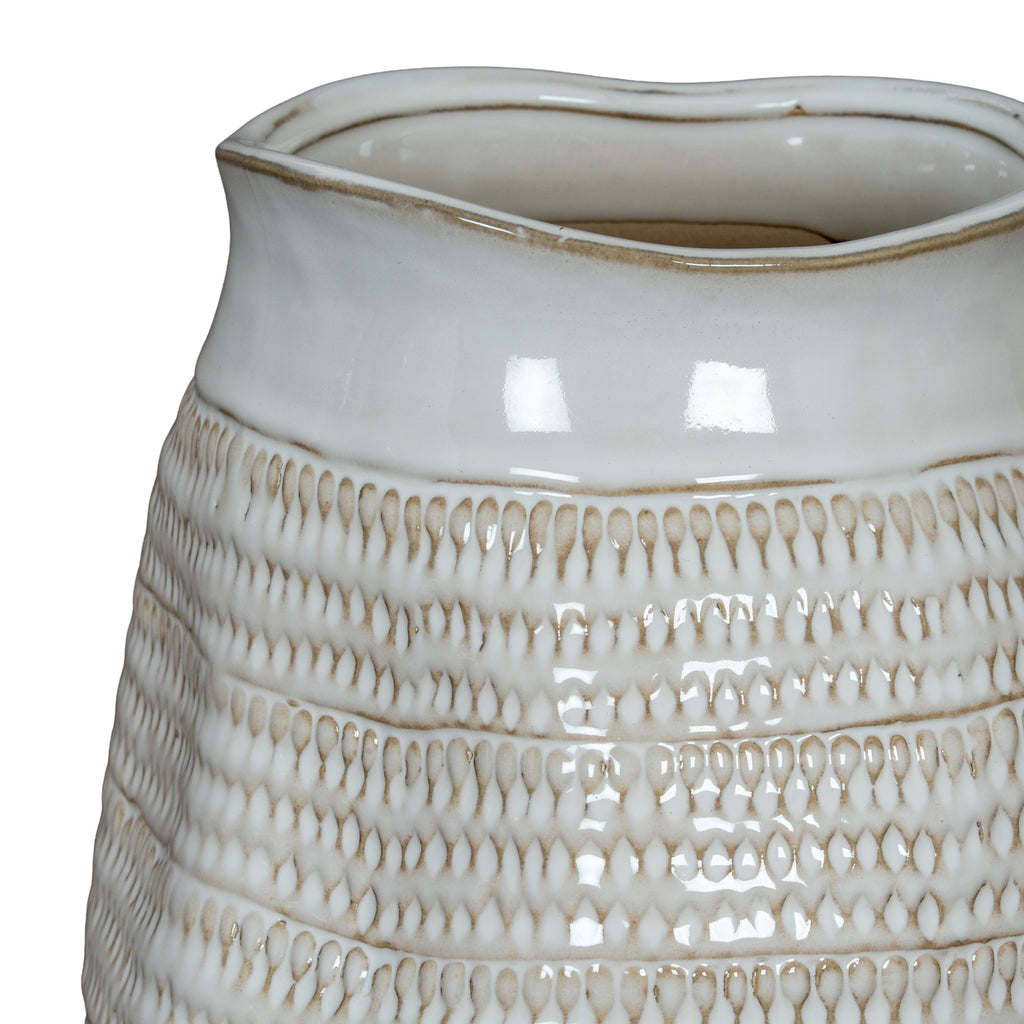 Tava Wide Hewn Vase - White