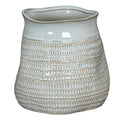 Tava Wide Hewn Vase - White