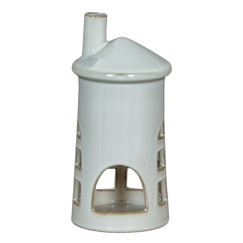 Rhea Medium Lighthouse Tealight Holder - White
