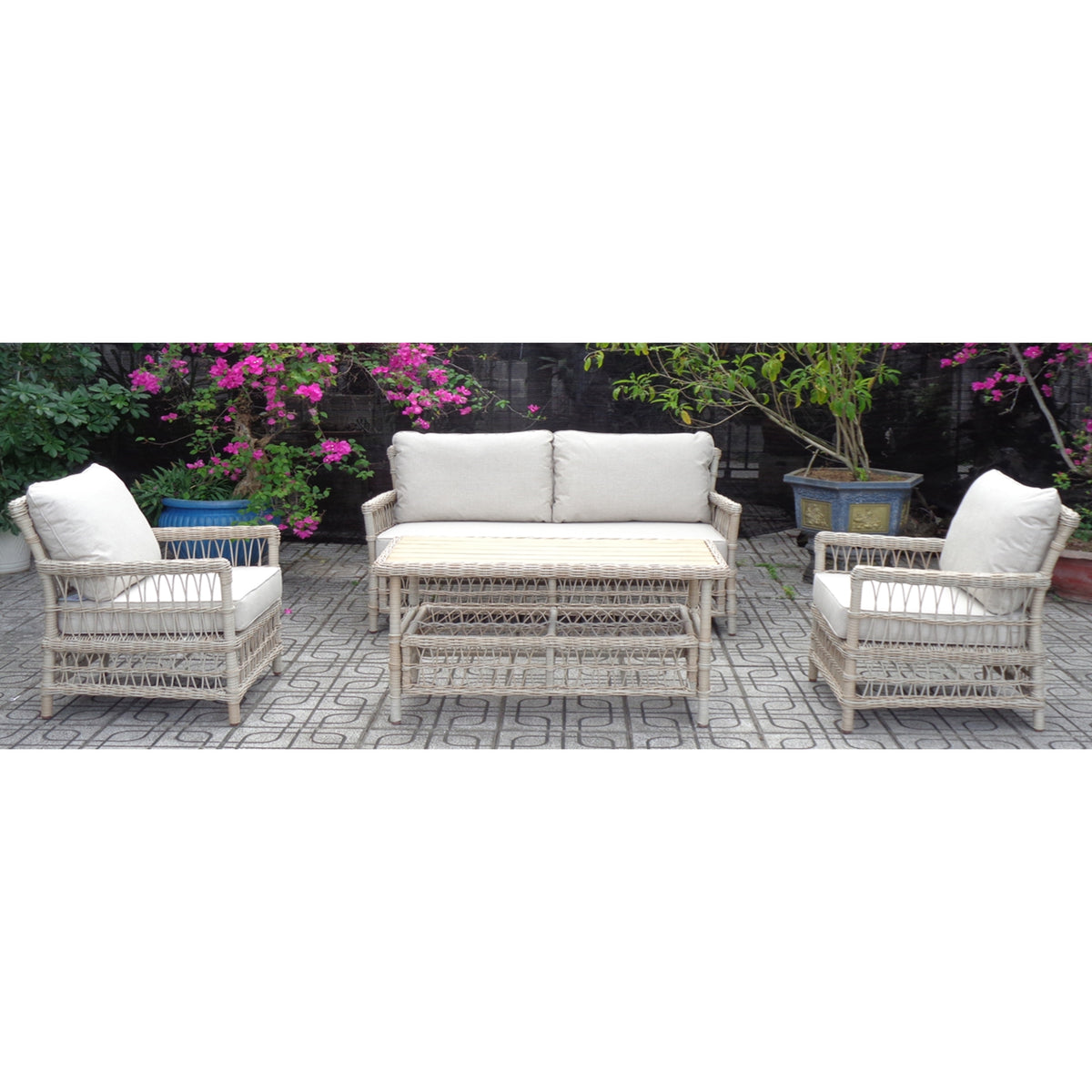 Provence Collection Outdoor 4 Seater Lounge Set - Beige