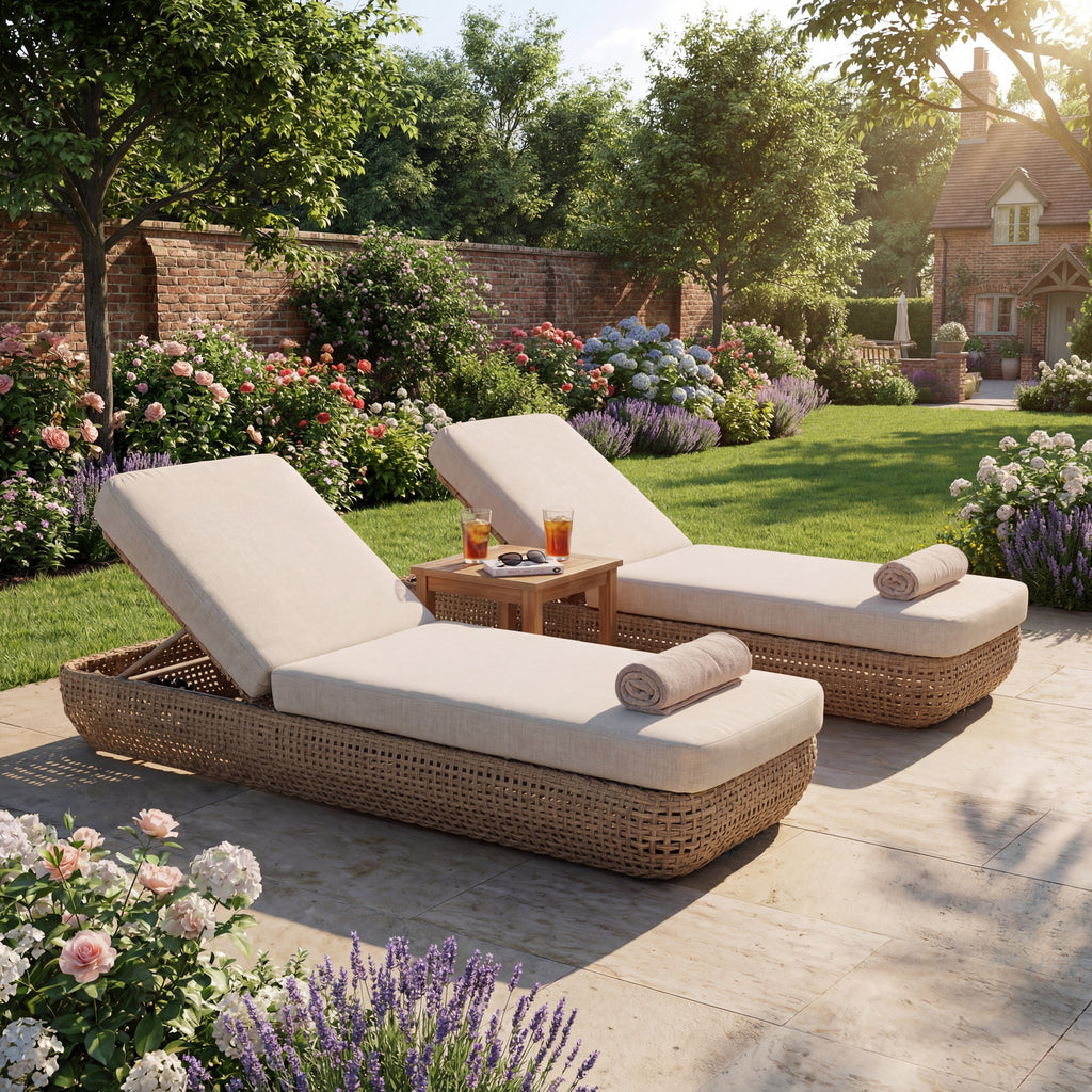 Bloom Collection Outdoor Sunbed - Brown