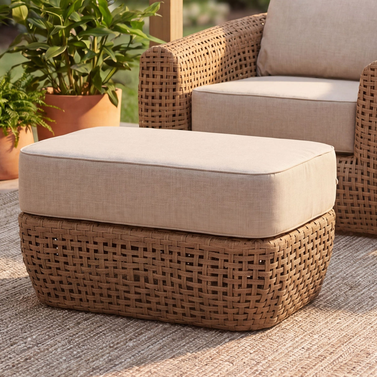 Bloom Collection Outdoor Footstool - Brown