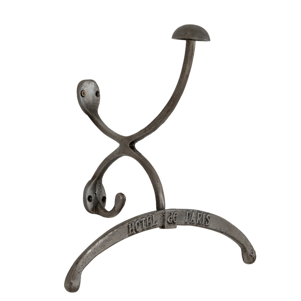 Antiqued Silver Coat Hanger with Hook - Silver