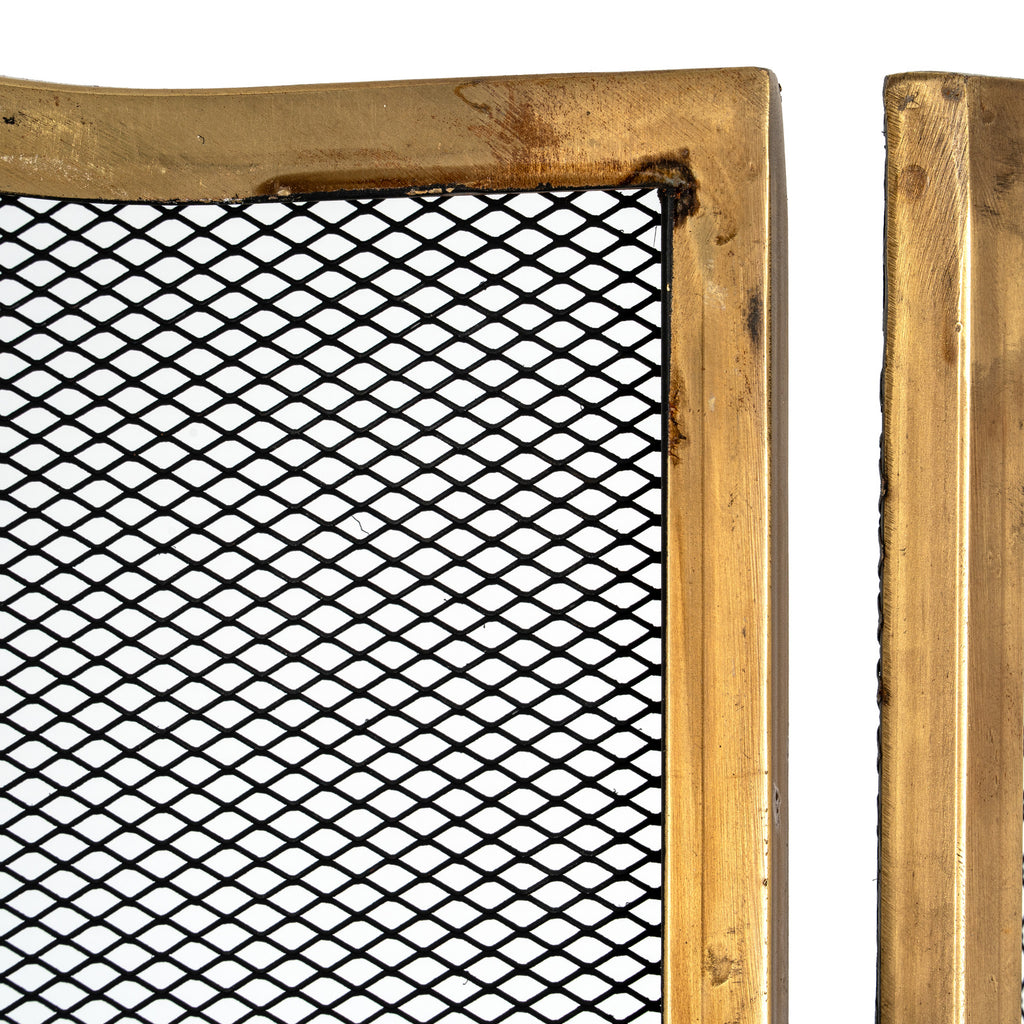 Antiqued Brass Large Fire Screen - Brass