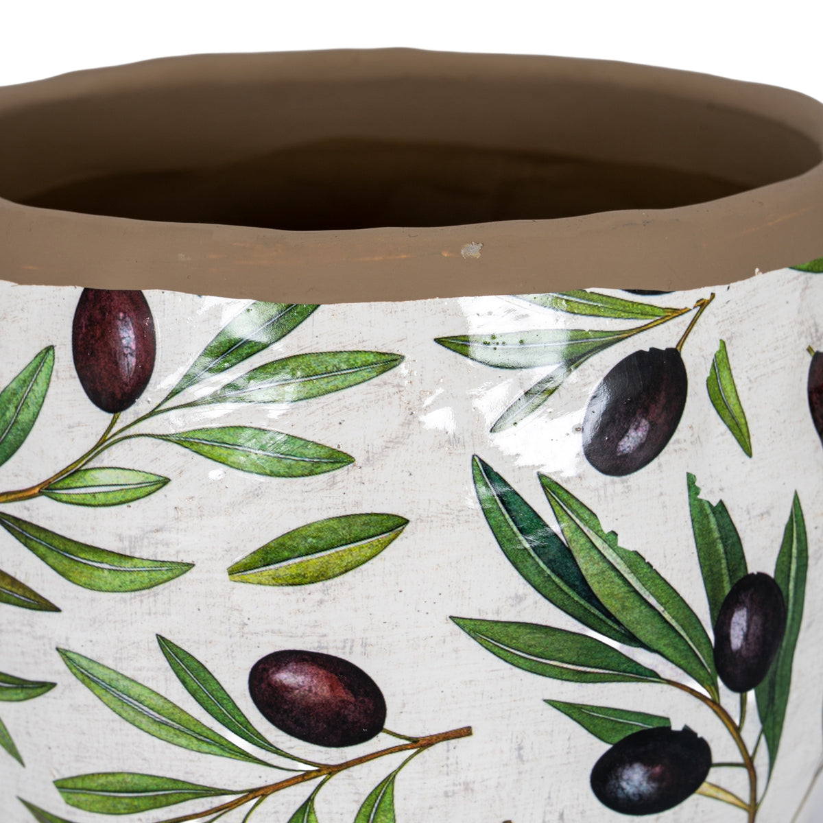 Verdal Olive Medium Planter - White