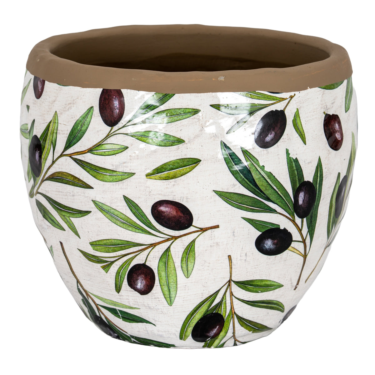 Verdal Olive Medium Planter - White
