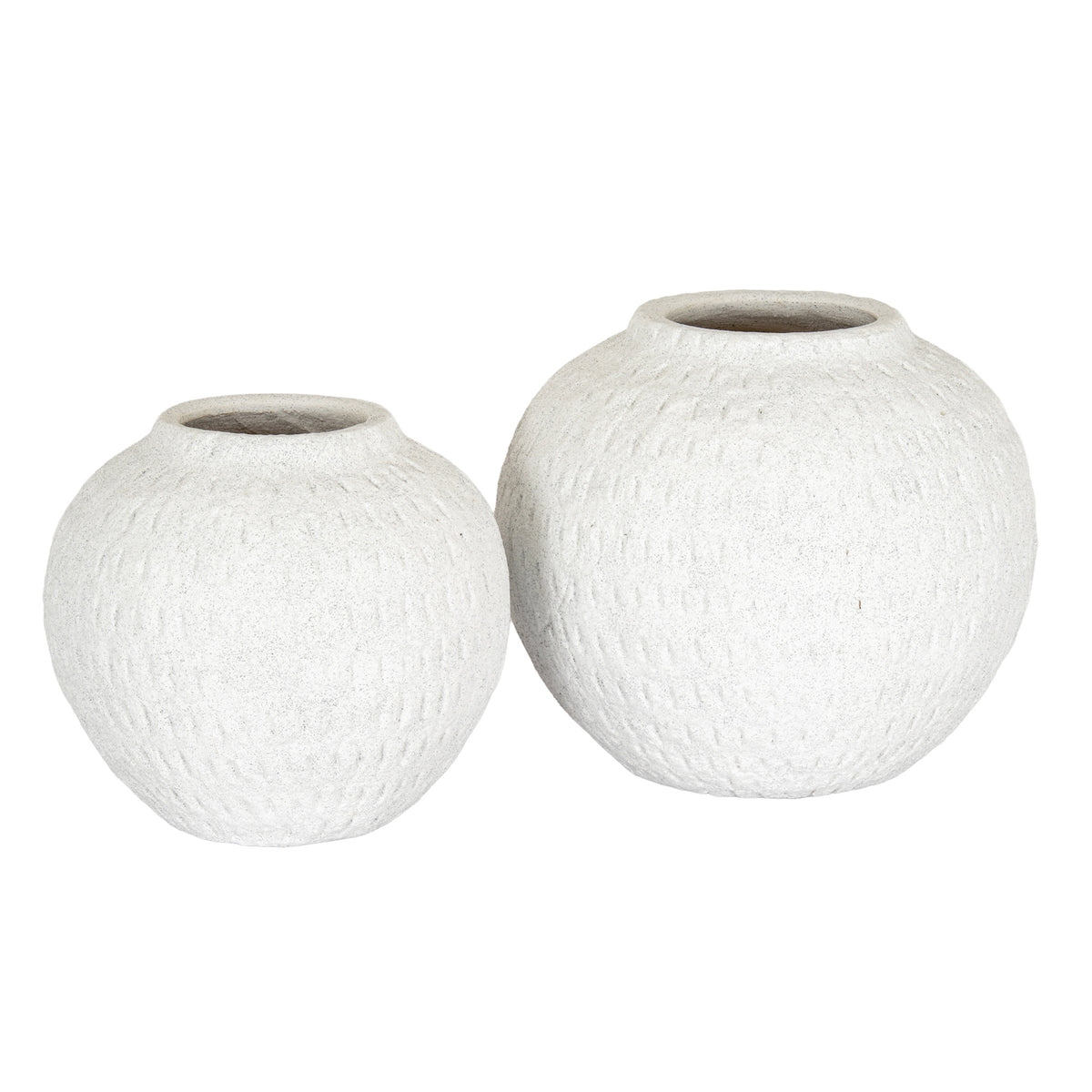 Ashen Large Round Vase - White