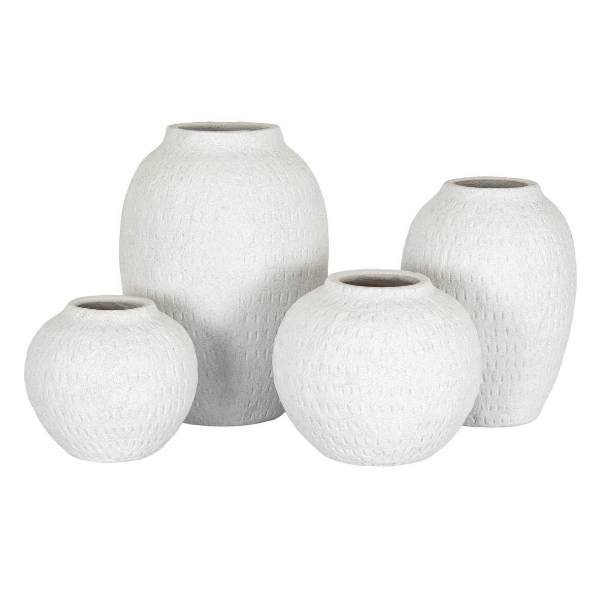 Ashen Large Round Vase - White