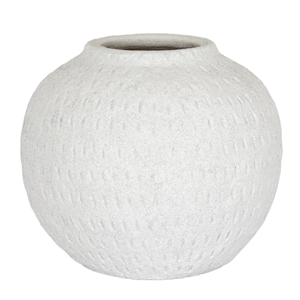 Ashen Large Round Vase - White