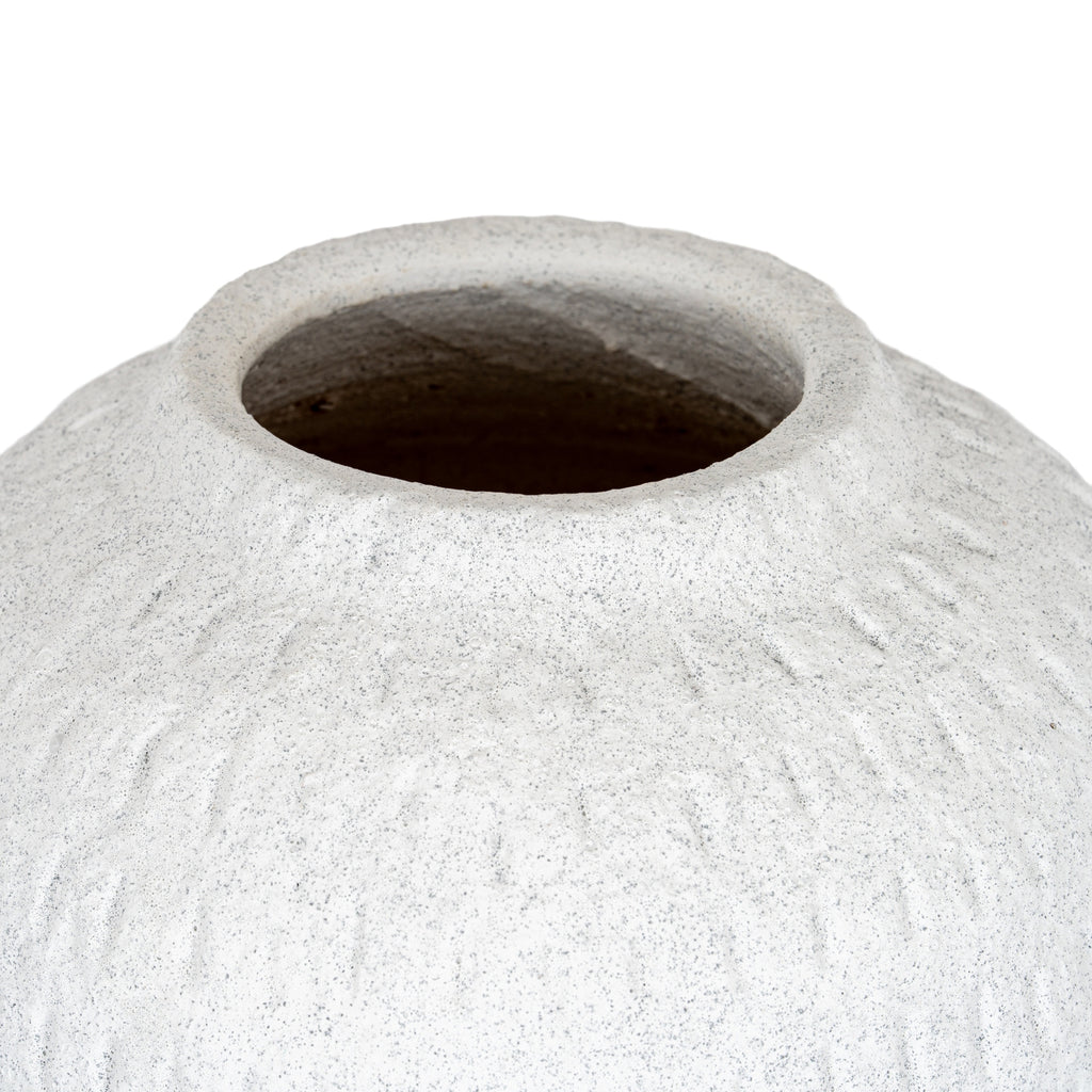 Ashen Medium Round Vase - White