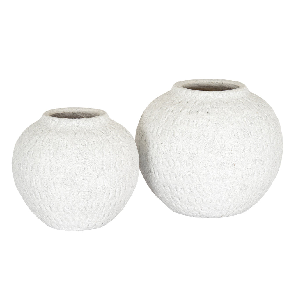 Ashen Medium Round Vase - White
