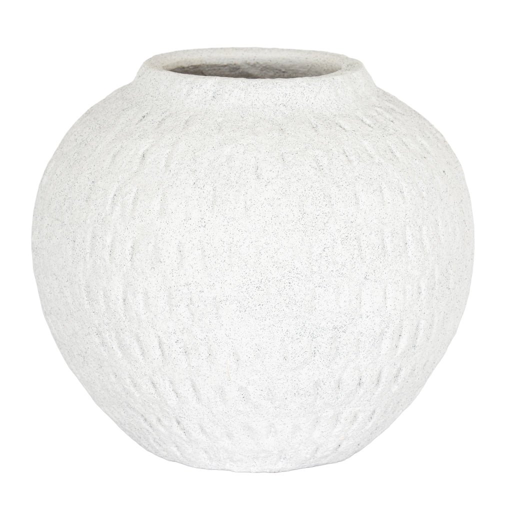 Ashen Medium Round Vase - White
