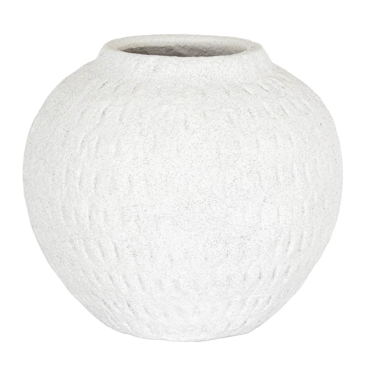 Ashen Medium Round Vase - White
