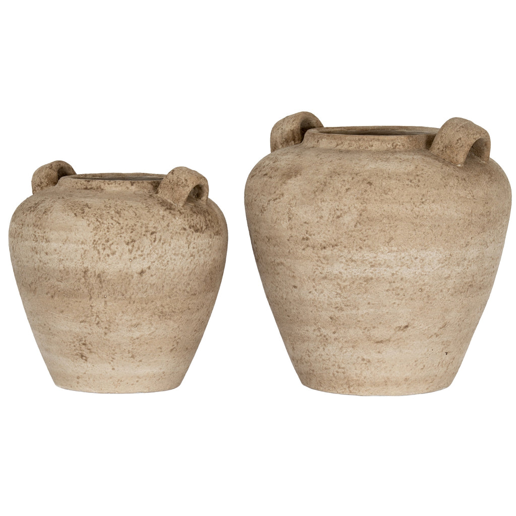 Terra Large Urn Vase with Handles - Brown