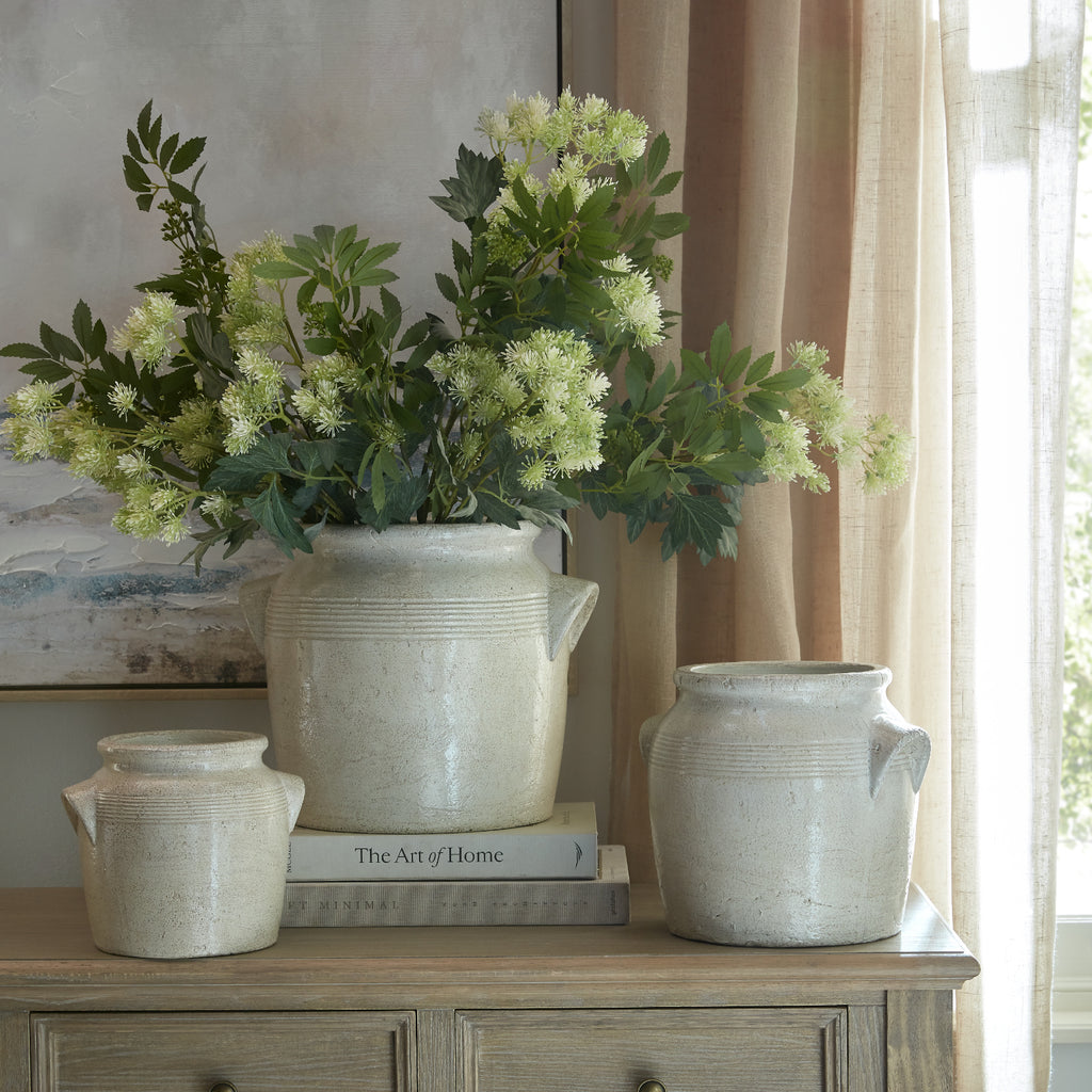 Tarn Collection Medium Pot with Handles - White