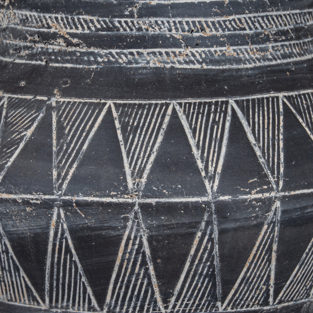 Etched Collection Tall Pot with Handle - Black
