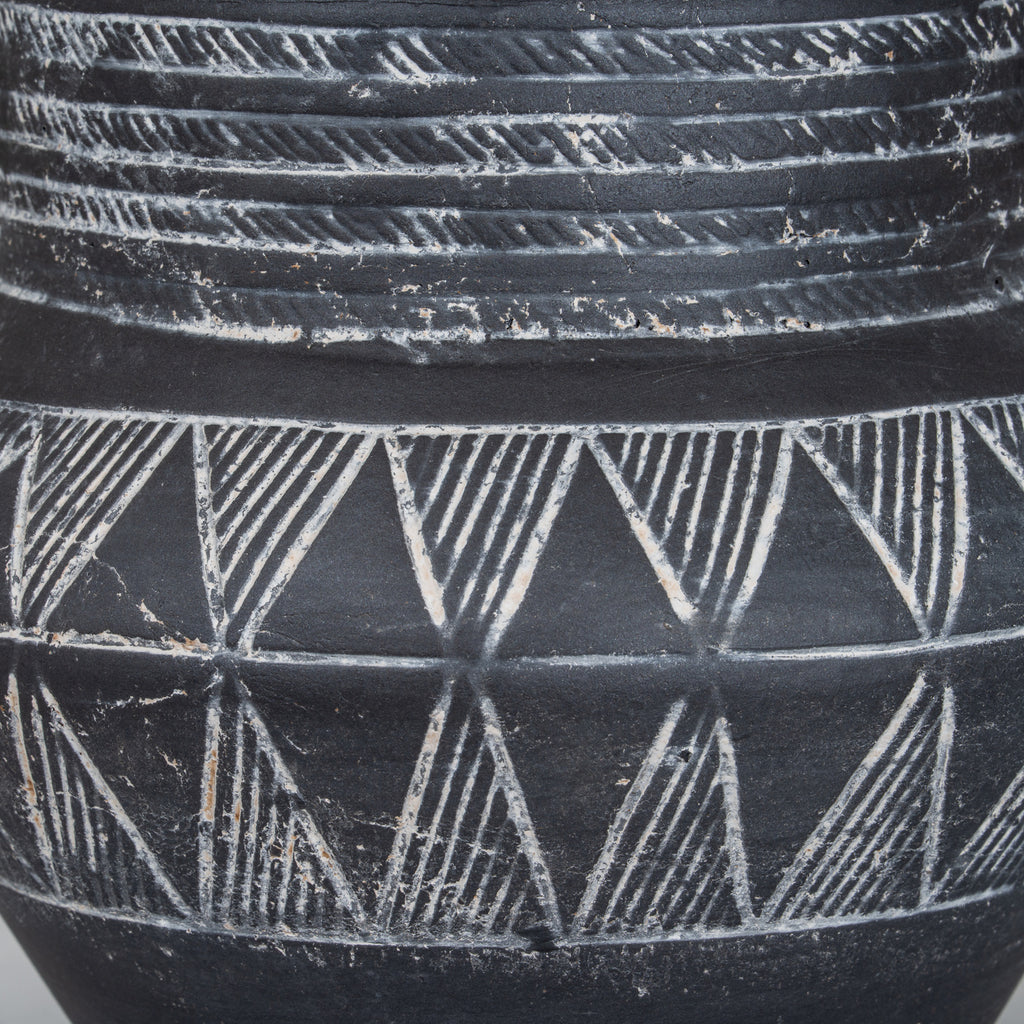 Etched Collection Pot with Handle - Black