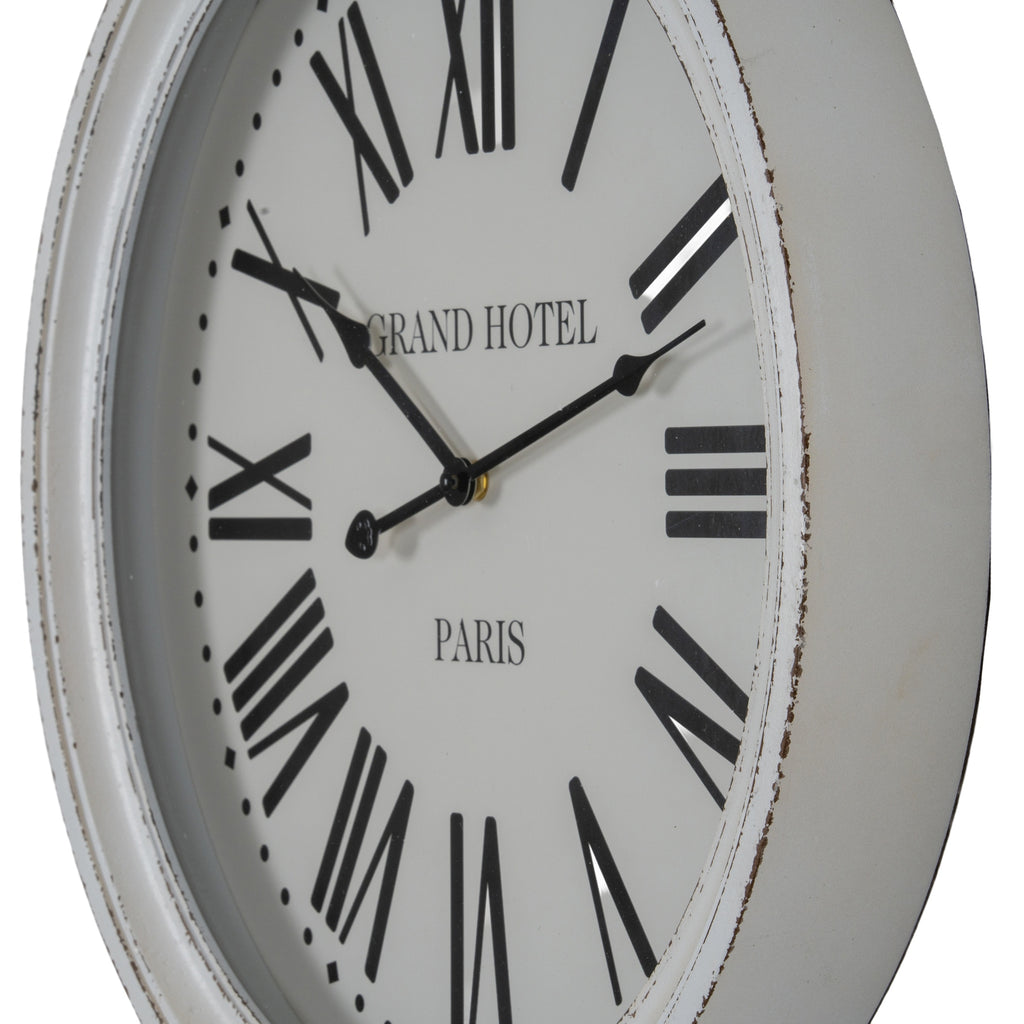 Hotel Paris White Clock with Glass - White