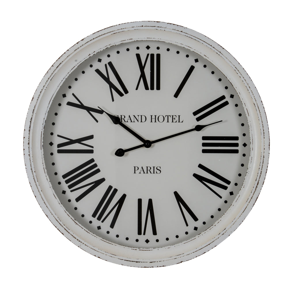 Hotel Paris White Clock with Glass - White
