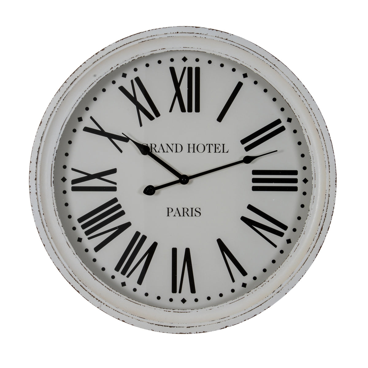 Hotel Paris White Clock with Glass - White