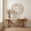 White Wash Clock with Wooden Numerals