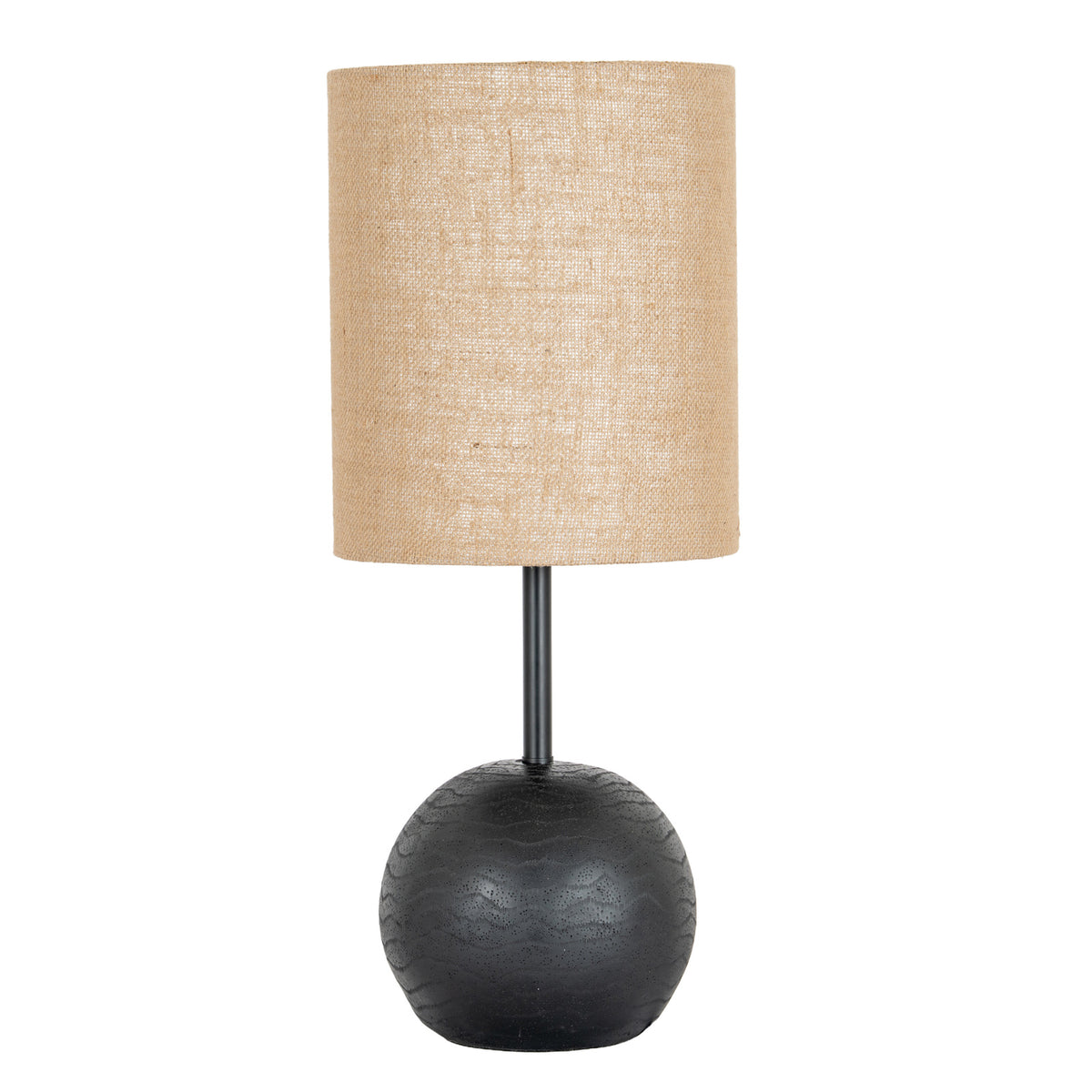 Black Cannon Table Lamp with Hessian Shade - Black