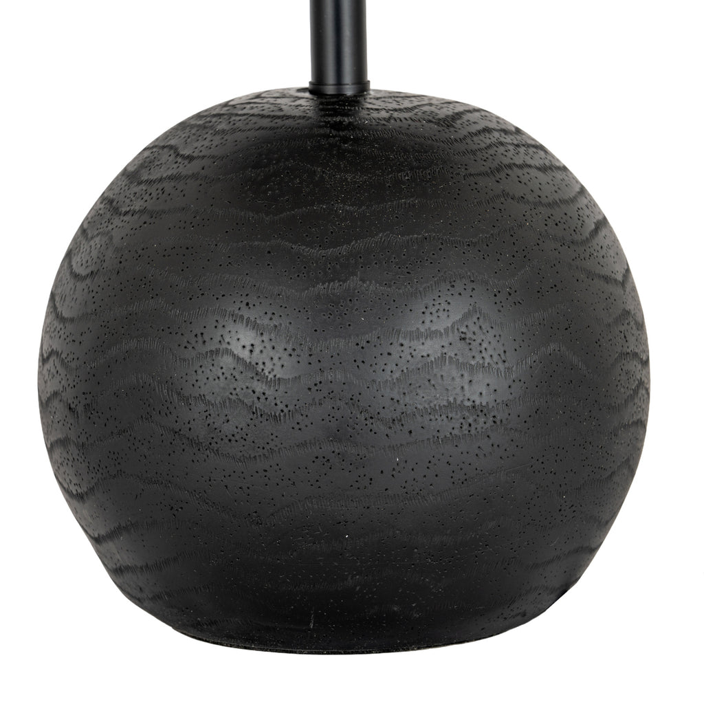 Black Cannon Table Lamp with Hessian Shade - Black