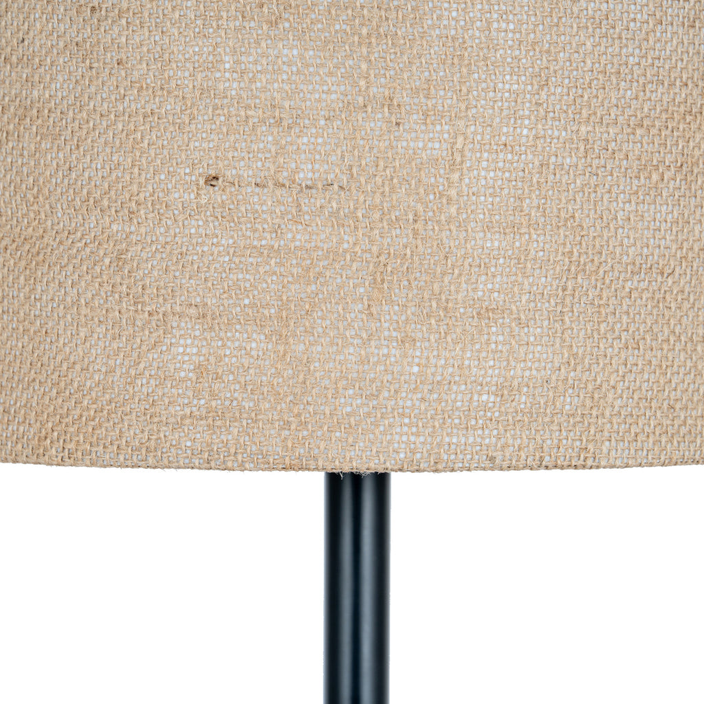 Black Cannon Table Lamp with Hessian Shade - Black