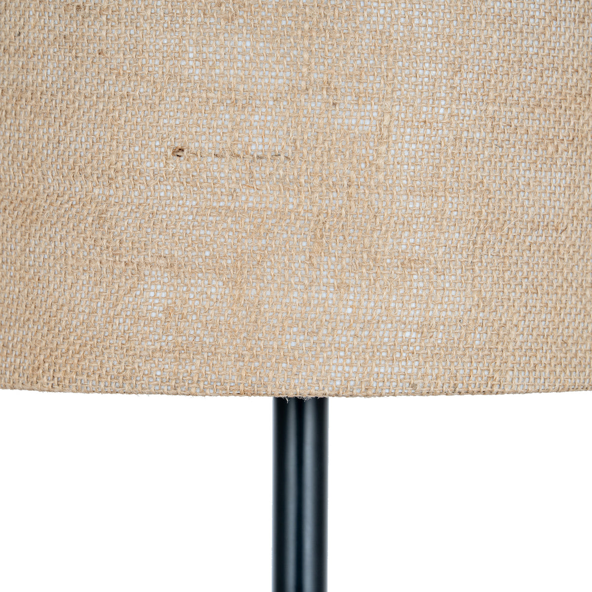 Black Cannon Table Lamp with Hessian Shade - Black