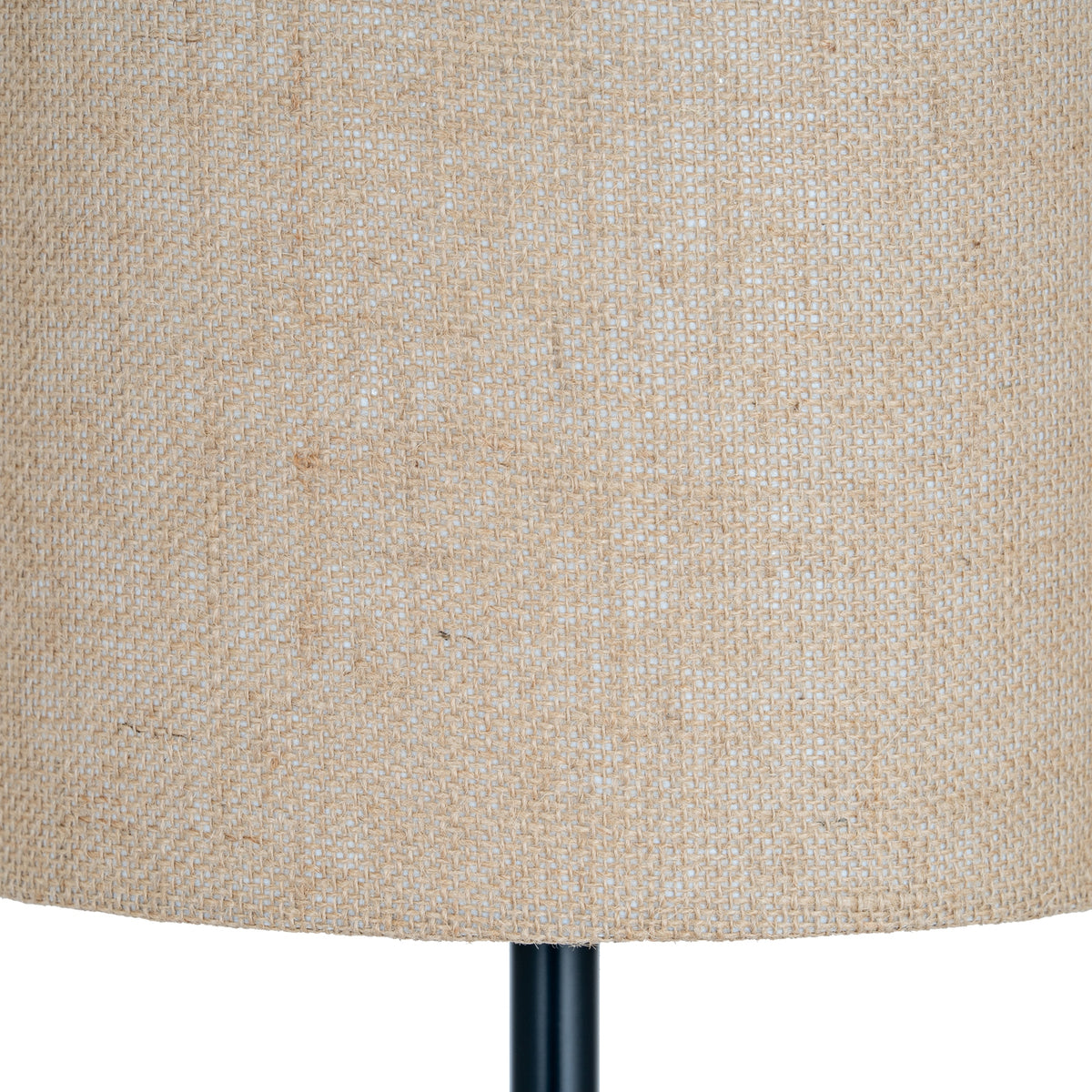 Black Cannon Floor Lamp with Hessian Shade - Black