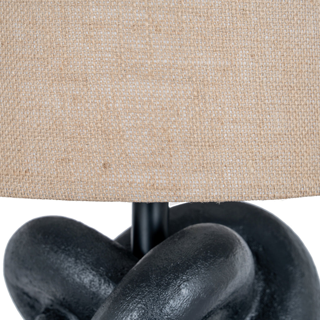 Black Knot Table Lamp with Hessian Shade - Black