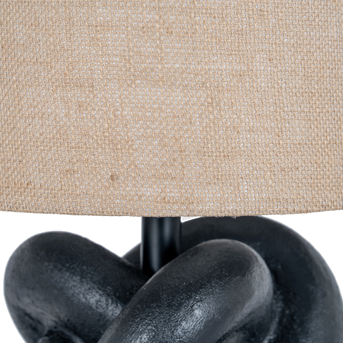 Black Knot Table Lamp with Hessian Shade - Black