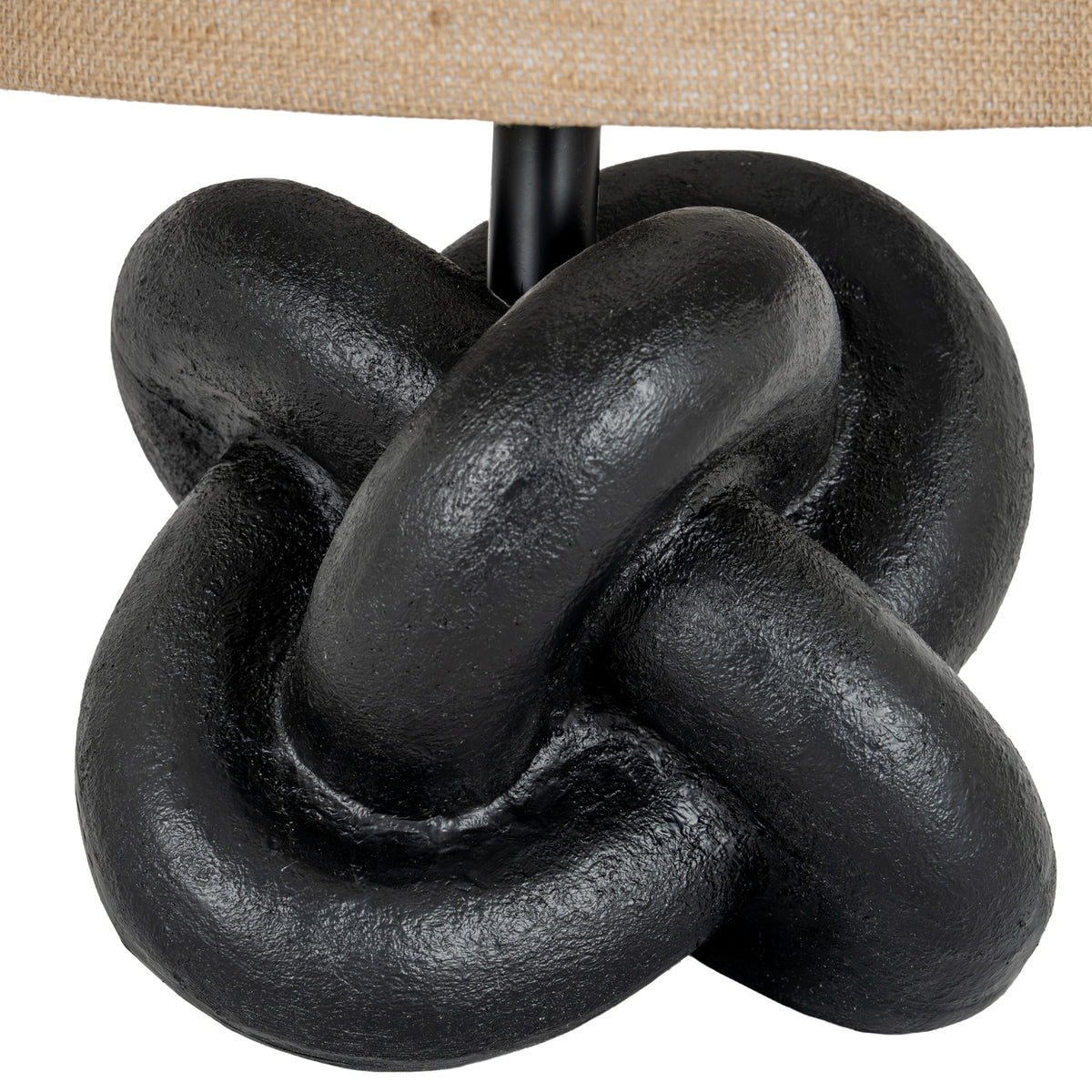 Black Knot Table Lamp with Hessian Shade - Black