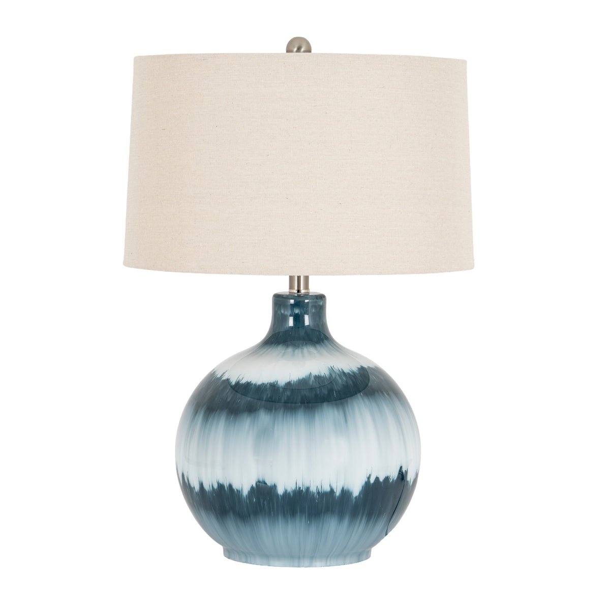 Ocean Shadows Table Lamp with Linen Shade - Blue
